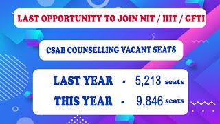 CSAB Counselling 2022 - Vacant Seats in NIT /IIIT / GFTI