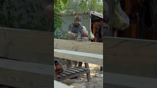 Sanding the timber frame beams #barndominium #sawmill #woodworking