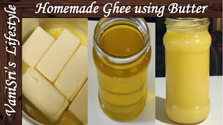 How to make Ghee from butter / Homemade Ghee recipe | Clarified Butter ~ VaniSri's Lifestyle