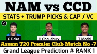 NAM vs CCD dream11, NAM vs CCD dream11 prediction, NAM vs CCD Today Match, Assam T20 Premier Club