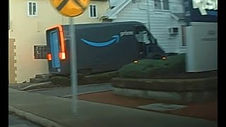 Typical Amazon Driver Tries to get Through Tight Alley