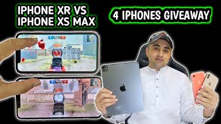 IPHONE XR VS IPHONE XS MAX PUBG TEST - 4 IPHONES AND IPAD GIVEAWAY | PUBG MOBILE