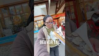 Trying a beaver tail for the first time.. #beavertail #banffcanada #banffalberta