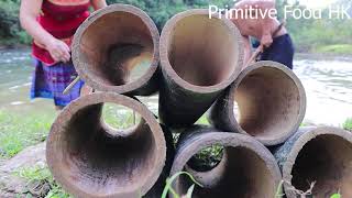 Skills catching fish primitive Create a trap with bamboo pipes to catch catfish