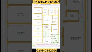 52'-6" X 75' House Plan | 52-6*75 Home Plan | House Design with 2bhk Parking, Shop's #shorts