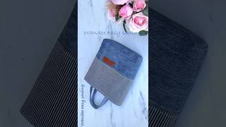 Easy and quick sewing small denim tote bag tutorial #wandeeeasysewing #smallhandbag #jeansbagdiy