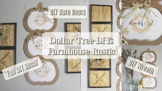 DOLLAR TREE DIYS | FARMHOUSE FALL DECOR | DIY BARN DOORS