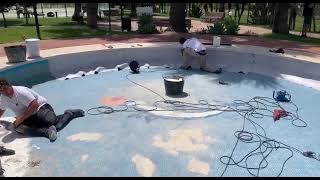 Trabajando en reparación de piscina con Liner - Arromel Piscinas