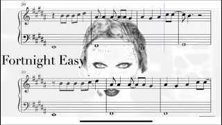 Fortnight - Easy Piano Solo - Original Key - Taylor Swift