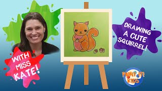 Drawing and Painting for kids - How to Draw a Cute Squirrel  - Art for kids - Cute drawings