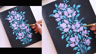 Easy One Stroke Painting Flower design | Acrylic Painting for Beginners| Floral Art Designs