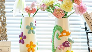 GUGUGO Pastel Mushroom Flower Vase🍄| Unique Colorful Decorative Vase🌷| 8In Rainbow Decor🌼