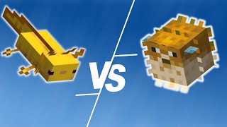 Axolotl vs Pufferfish in #Minecraft #minecraftshorts