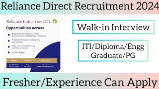 Reliance Latest Jobs Vacancy May 2024 | Direct Walkin Jobs 2024 | ITI/Diploma/Engineering Jobs 2024