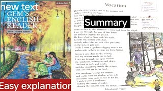 Poem -Vocation  || Summary || class -5#newgemsenglishreader( silver Jubilee edition)