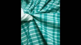 CHECK GREEN WHITE PURE COTTON 115 GSM HANDWOVEN FABRIC