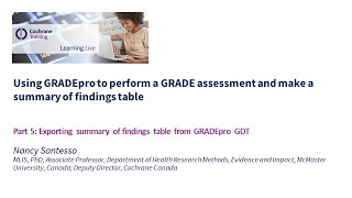 Part 5: Exporting summary of findings table from GRADEpro GDT