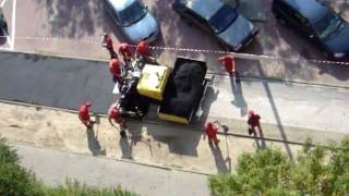 A road milling machine and an asphalt paver working on a bicycle path