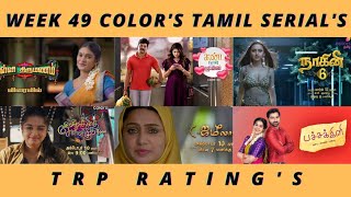 WEEK 49 COLOR'S TAMIL SERIAL'S TRP RATING'S (U+R)🔥🤩 | COLOR'S TV | TAMIL | 2022 | SERIALTRP | UPDATE