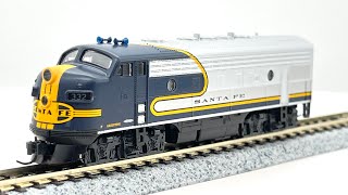 N Scale Kato DCC Santa Fe EMD F7A Bluebonnet Diesel Locomotive Demo