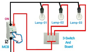 Three Lamp Connection With Three Switch - Basic Electrical Wiring.