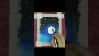 Galaxy Night Scenery Drawing / Easy Drawing For Beginners / A Boy In Moonlight Night #Shorts