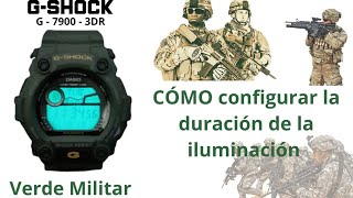 Cómo configurar la duración de la iluminación en el reloj Casio G-Shock G - 7900 - 3DR  -En español