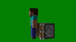 Minecraft - Piston Drops STEVE Down - Green screen -