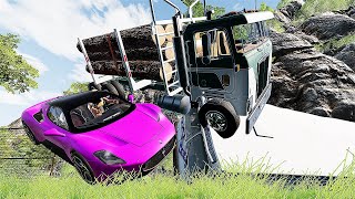 Cars VS  DANGEROUS CLİFF #12 Steep Slopes Mountain Road - Don't Stop - BeamNG Drive