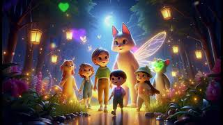 Five Little Fireflies | Cartoon Nursery Rhymes Song with Lyrics |  A Sparkling Night Adventure!"