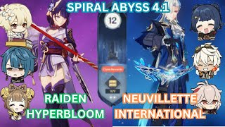 C0 Raiden Hyperbloom & C0 Neuvillette International | Spiral Abyss 4.1 Floor 12 - Genshin Impact