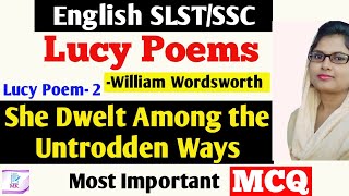 MCQ from Lucy Poem-She Dwelt Among the Untrodden Ways//Lucy Poem-2//Lucy Poems by William Wordsworth