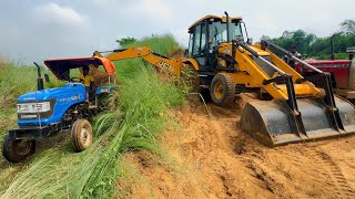 Jcb 3dx Eco Xcellence Machine Loading Red Mud in Sonalika Di 42 Rx Tractor | Jcb Tractor | Jcb Jcp