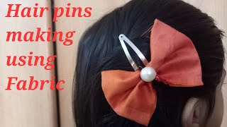 DIY No Sew Fabric Bow For Hair clips | beautiful hair pins making at home