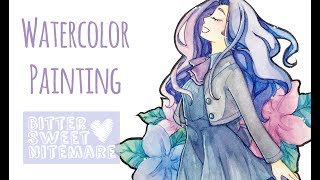 Watercolor Painting Process ✿ Muted Flower