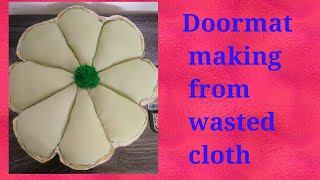 DIY FLOWER SHAPED DOORMAT FROM WASTED CLOTH /HOW TO MAKE DOORMAT FROM OLD CLOTH /DOORMAT MAKING IDEA