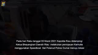 Kapolda Riau bersama Ketua Bhayangkari Daerah Riau Meninjau Lokasi Karhutla di Bengkalis Riau