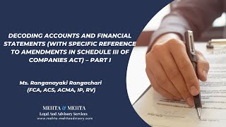 Decoding Accounts and Financial Statements | Webinar | Mehta & Mehta | Part 1