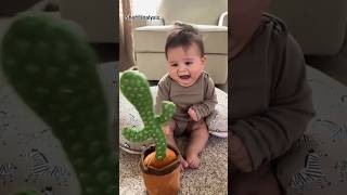 cute baby scared by his toy #edit #baby #funny #shorts #cute #smile