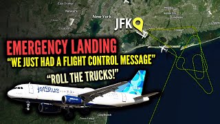 JETBLUE A320 RECEIVES FLIGHT CONTROL MESSAGE APPROACHING JFK | EMERGENCY LANDING