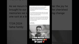 Tribute Message To Angry Rantman I love you RIP Legend ❤️🙏 #angryrantman