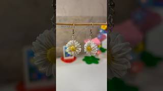 Daisy flower earrings 🌼🎀 (Polymer clay) || THE ART ABODE #trending #polymerclay #clayart