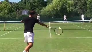 Incredibly Smooth from Roger Federer Training on Grass! 🤩😮