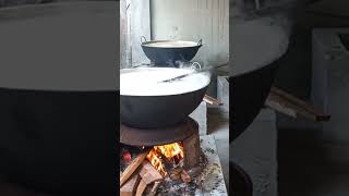 Cooking rice Guyanese style in the backyard