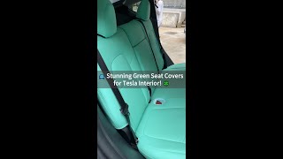 🚘 Stunning Green Seat Covers for Tesla Interior! 🍀#usa #america #unitedstates #follow