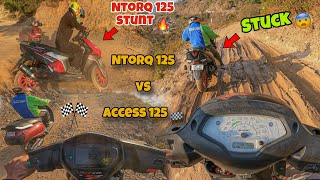 OFFROAD RIDING 🏴‍☠️ || TVS NTORQ 125 VS SUZUKI ACCESS 125 🏁 || NTORQ 125 STUNT 🔥 || AsHu46