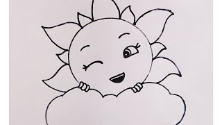 🌞The Sun Emerging from the cloud🌞 (7) EASY DRAWING👍 @TamilNewArt