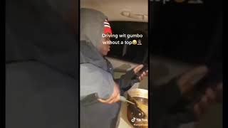 Driving with gumbo soup in pot without cover top