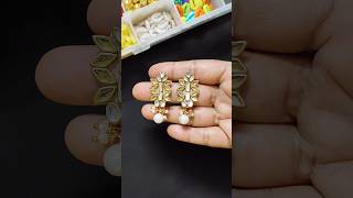 Beautiful Kundan Earrings Making at Home 😍🔥#diy#youtubeshorts#shorts#handmadejewellry#viral#creative