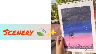 Water colour Scenery 🍃✨ |Pavitra's creative mind